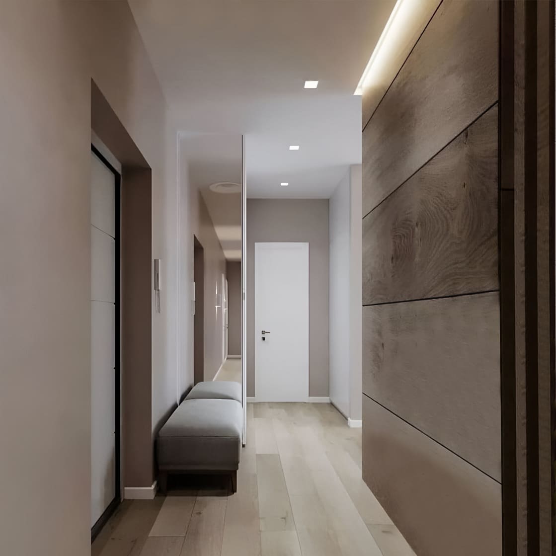 Тканинна стеля з підсвіткою в коридорі