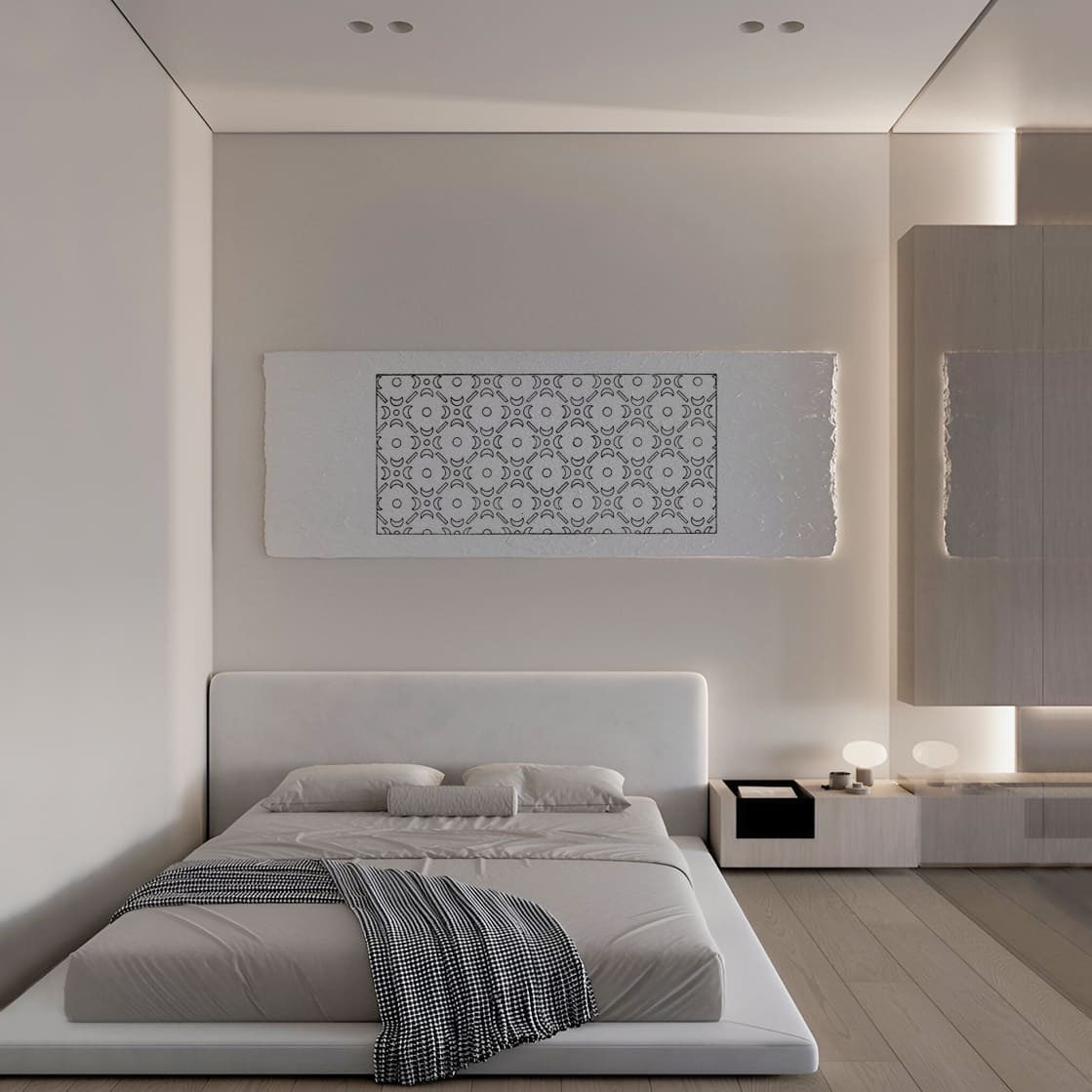 Спальня тканинна натяжна стеля