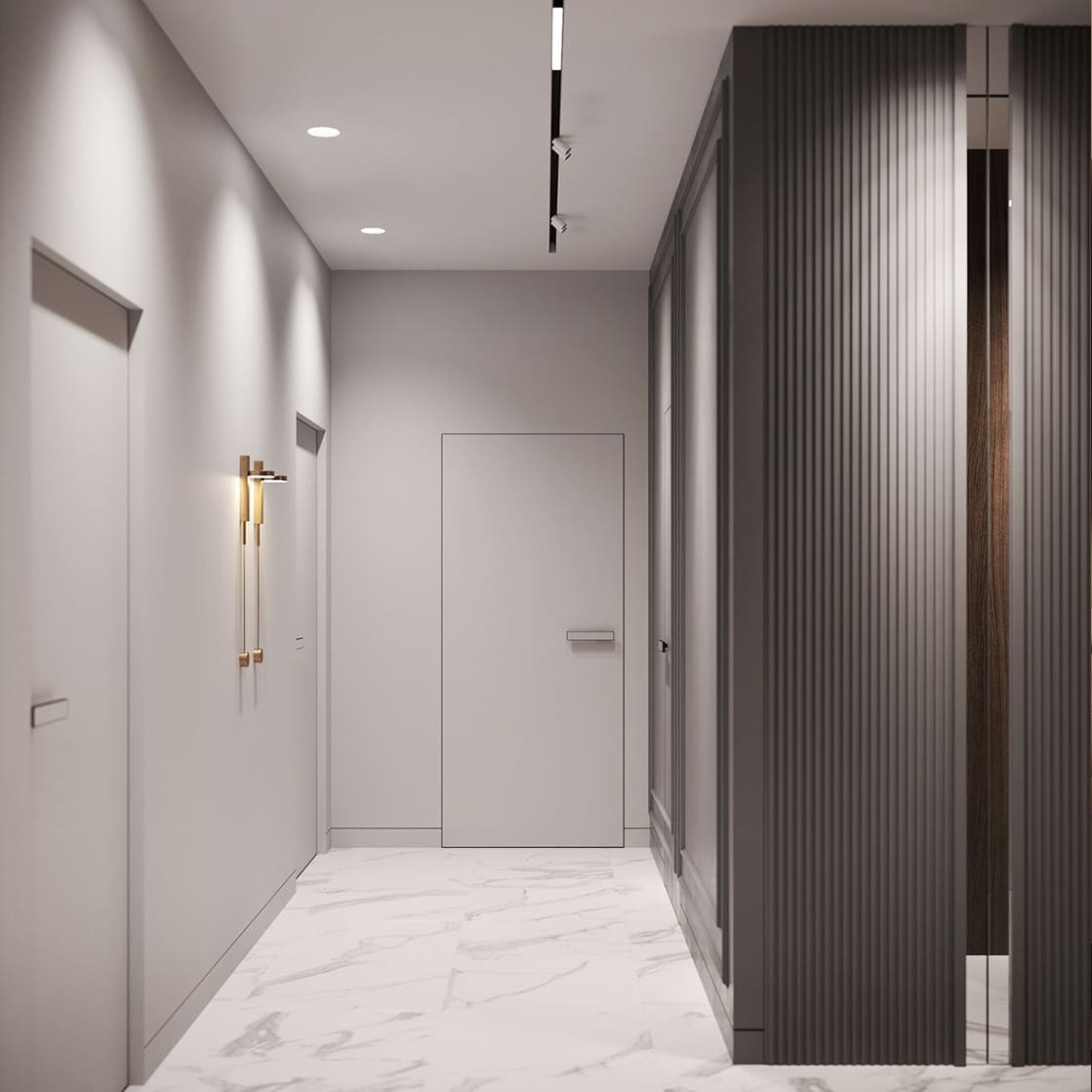 Тканинна натяжна стеля в коридорі