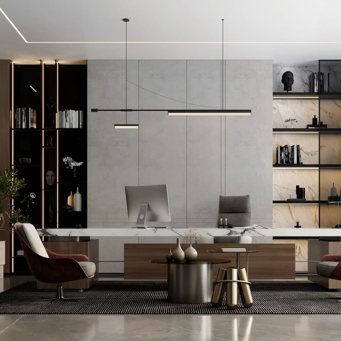 Тканевые потолки в кабинете